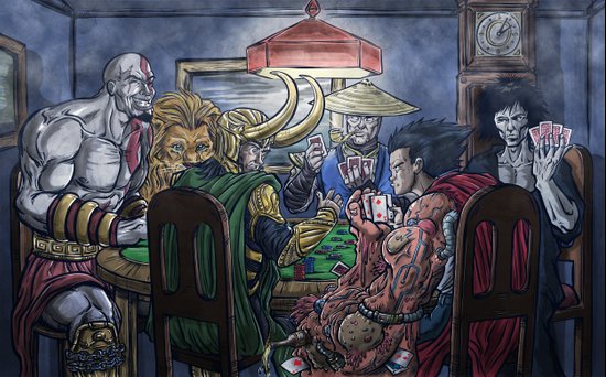 Gods playing poker