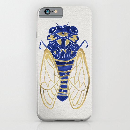 Cicada Navy & Gold iPhone & iPod Case by Cat Coquillette Society6