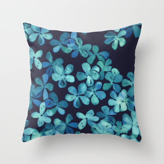Hand Painted Floral Pattern In Teal Amp Navy Blue Throw