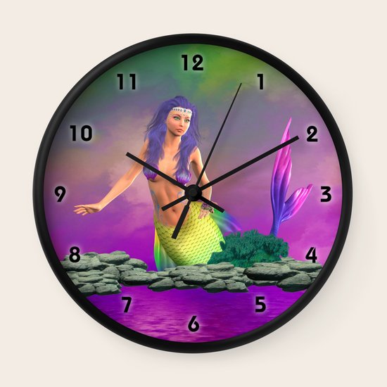 Rainbow Mermaid Princess Jeweled Rose Wall Clock by Rainbowdreams