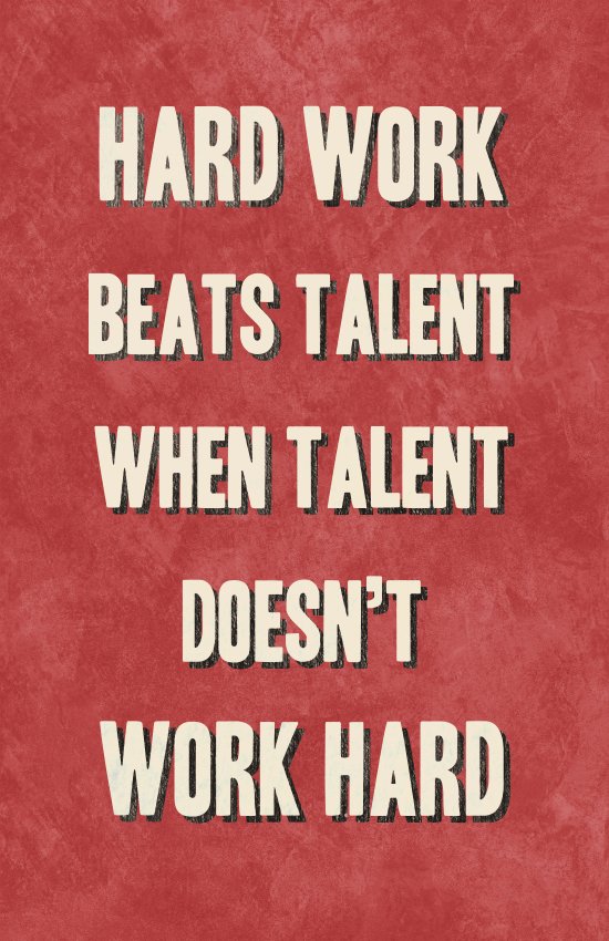 Hard Work Beats Talent Art Print by Fail Better Posters ...