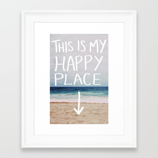 My Happy Place (Beach) Framed Art Print by Leah Flores Society6