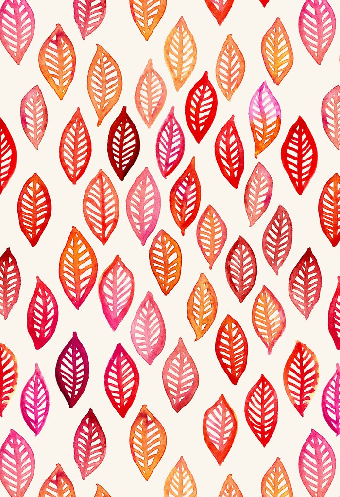Watercolor Leaf Pattern in Autumn Colors Art Print by ...