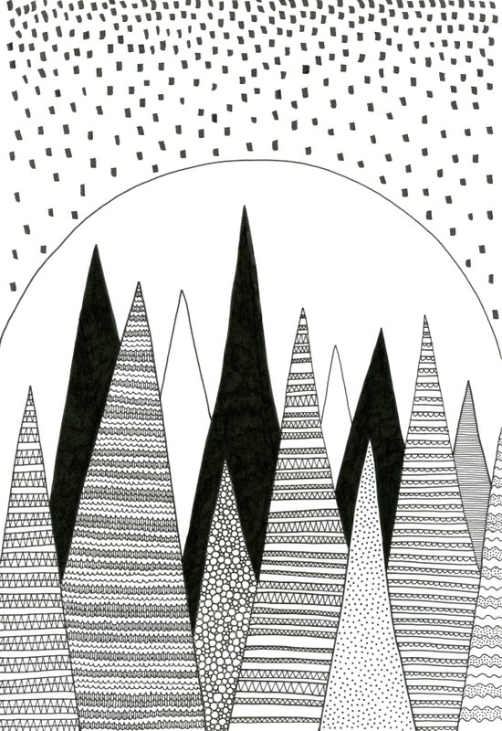 Moonlight Forest (pen on paper) Art Print by Anita Ivancenko | Society6