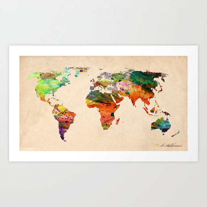 map world art print by mark ashkenazi society6